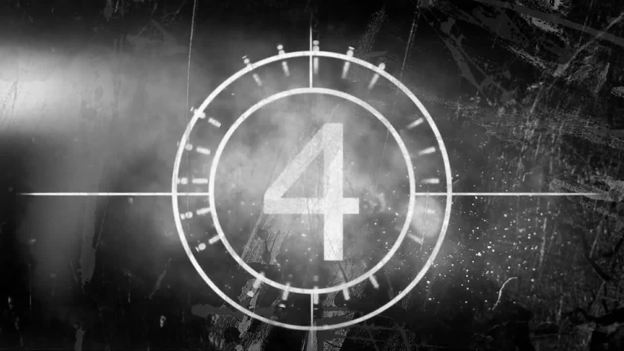 animación de la cuenta atrás y puntos de luz en el fondo angustiado