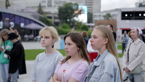 teenage girls in urban park