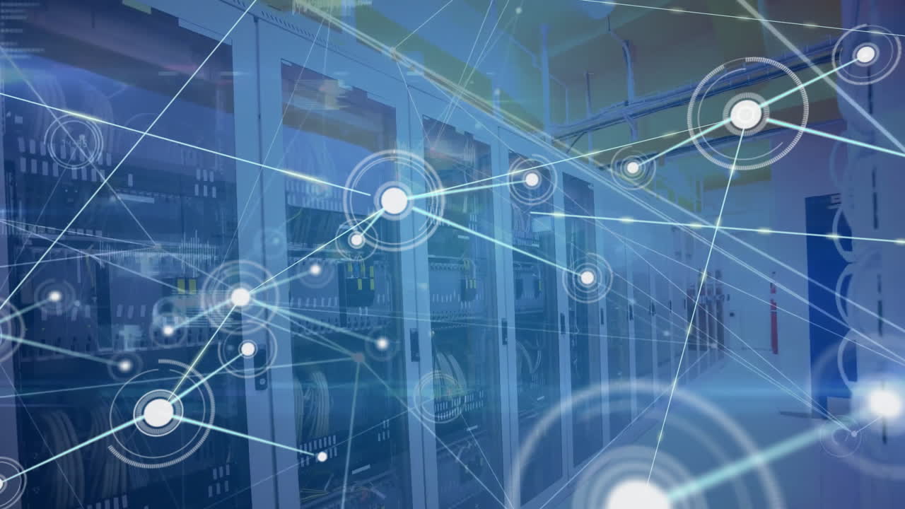 컴퓨터 서버를 통한 연결 네트워크의 애니메이션