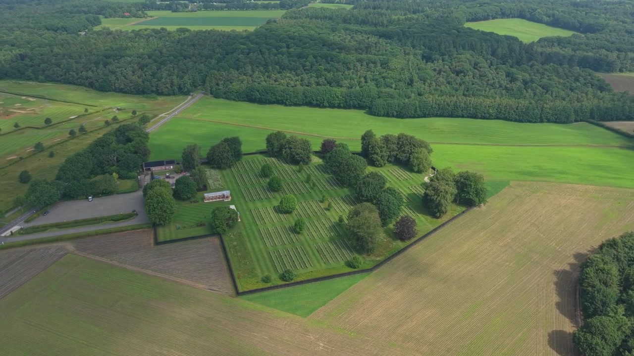 Groesbeek canadian war cemetery aerial view in the netherlands