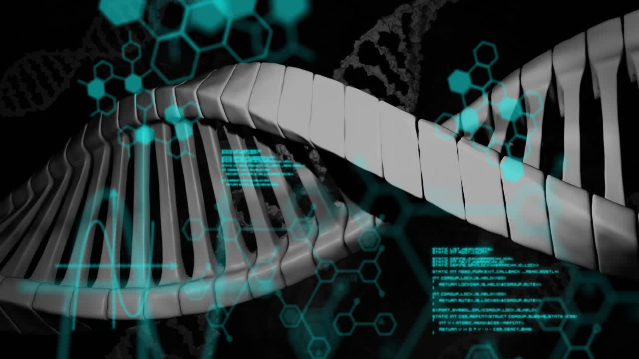 Animation of dna strand and scientific data processing