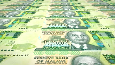 banknotes of one thousand malawian kwacha of malawi rolling, cash money, loop