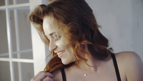 woman in floral embroidered bra