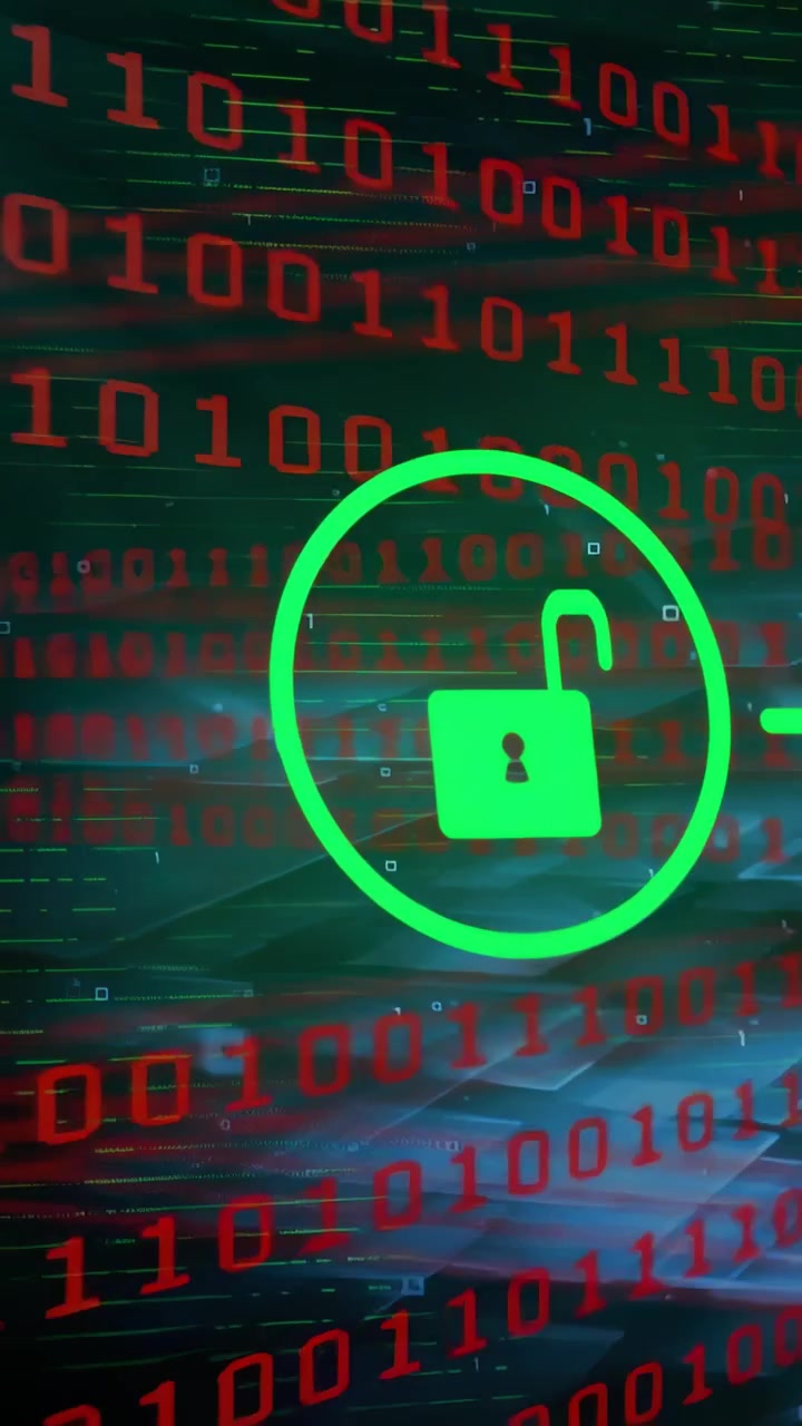 Vertical video: Padlock entering frame from right centering, toggling shackle, showing security