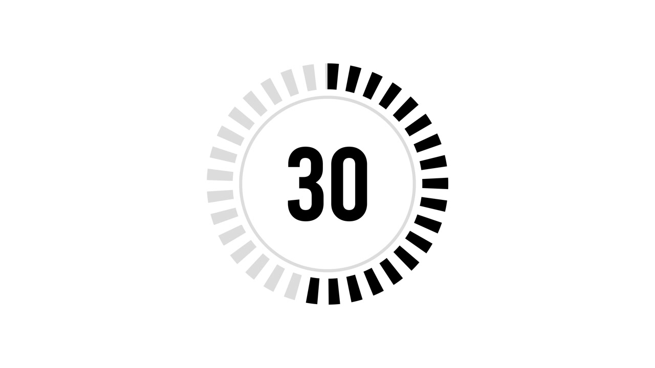 60 Second Circular Countdown Timer on White Background