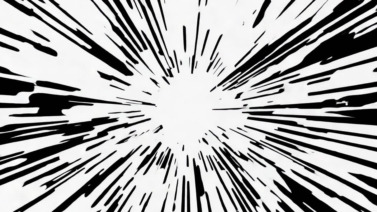Dynamic video concept with an explosive burst of black and white ink splatters