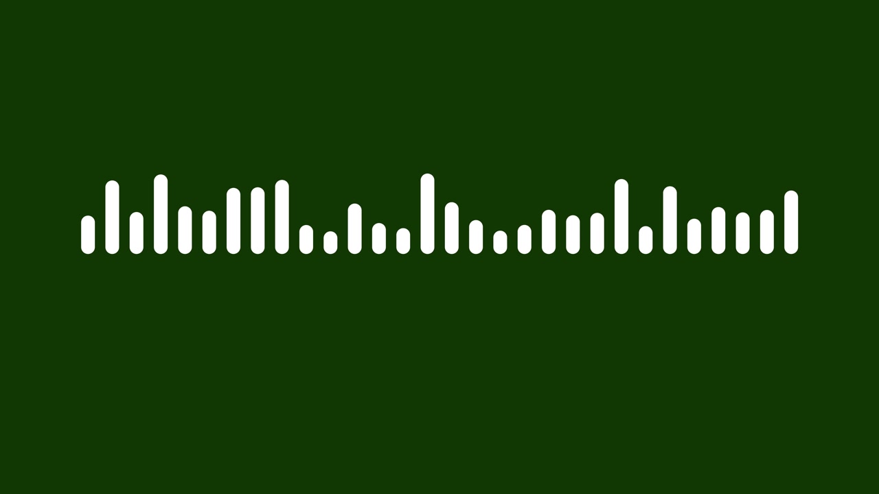 Forma d'onda audio bianca animata su sfondo verde scuro