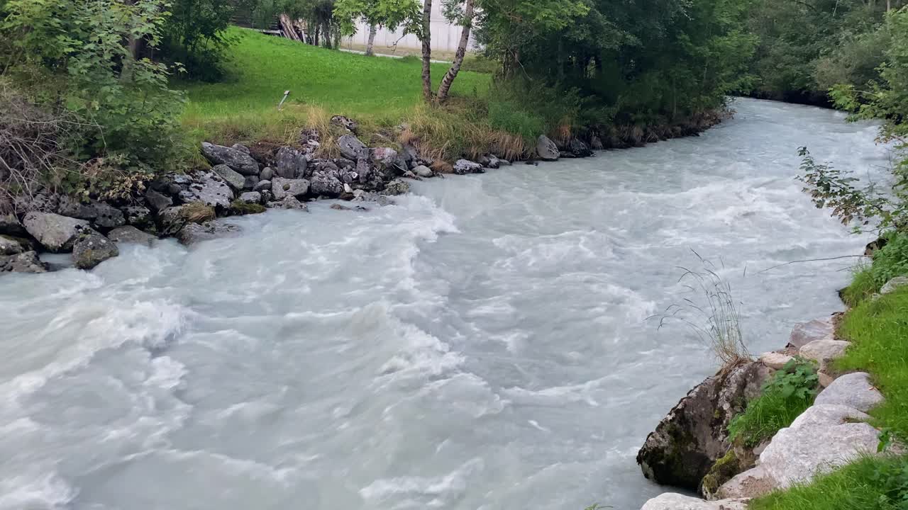 Lively raging water of mountain glacial stream, unspoiled freshwater reservoir close-up