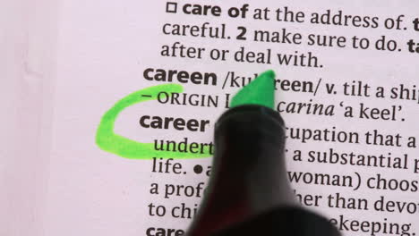 career circled with green highlighter