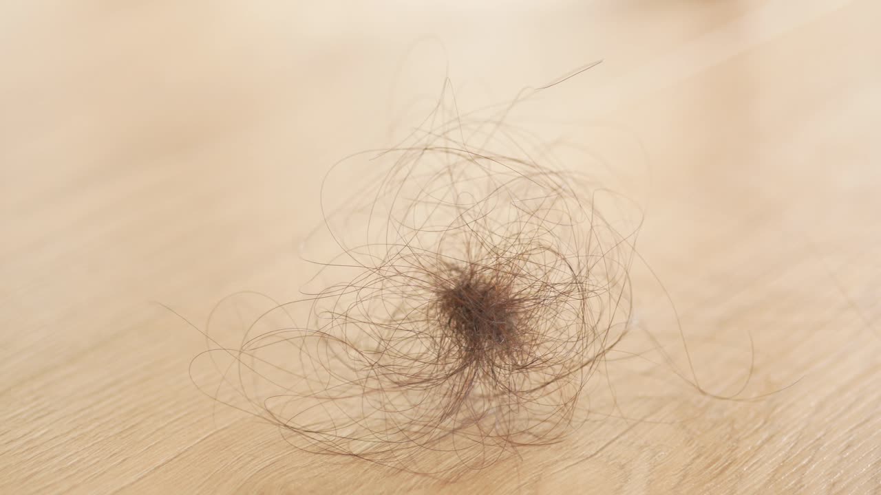 나무 표면에 떨어진 머리카락