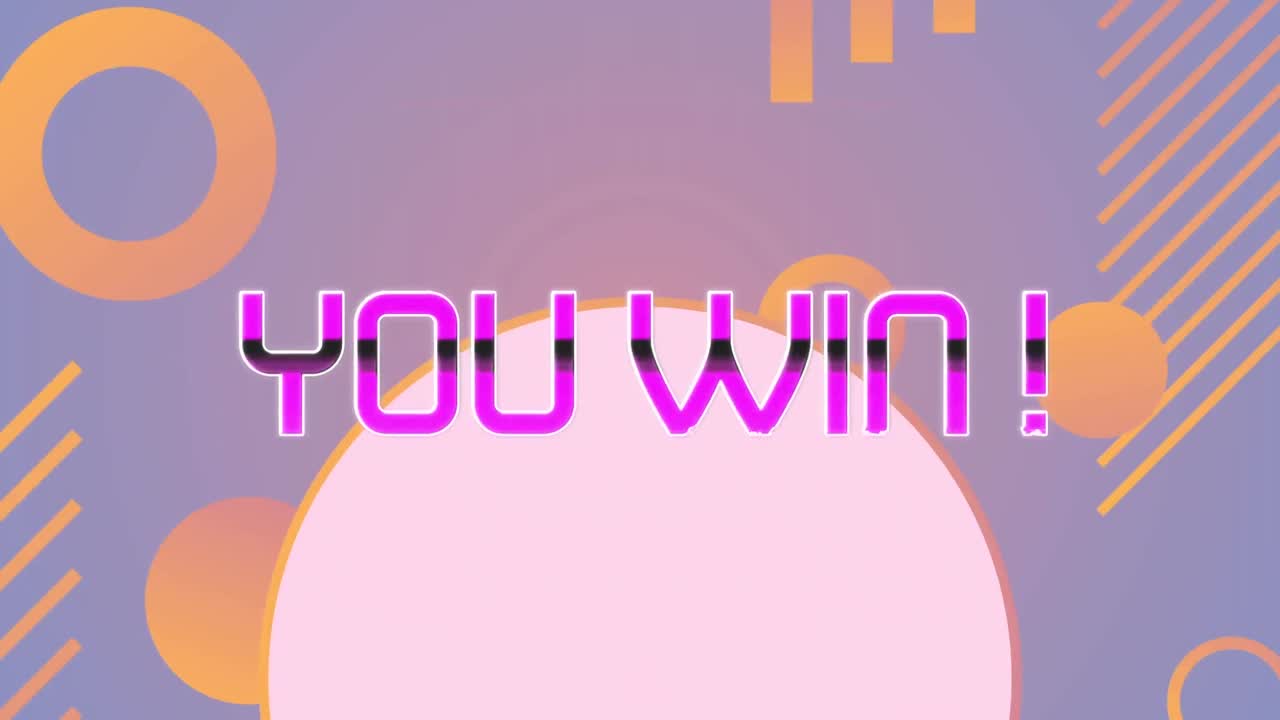 핑크색 배경에 텍스트와 모양을 이기는 애니메이션