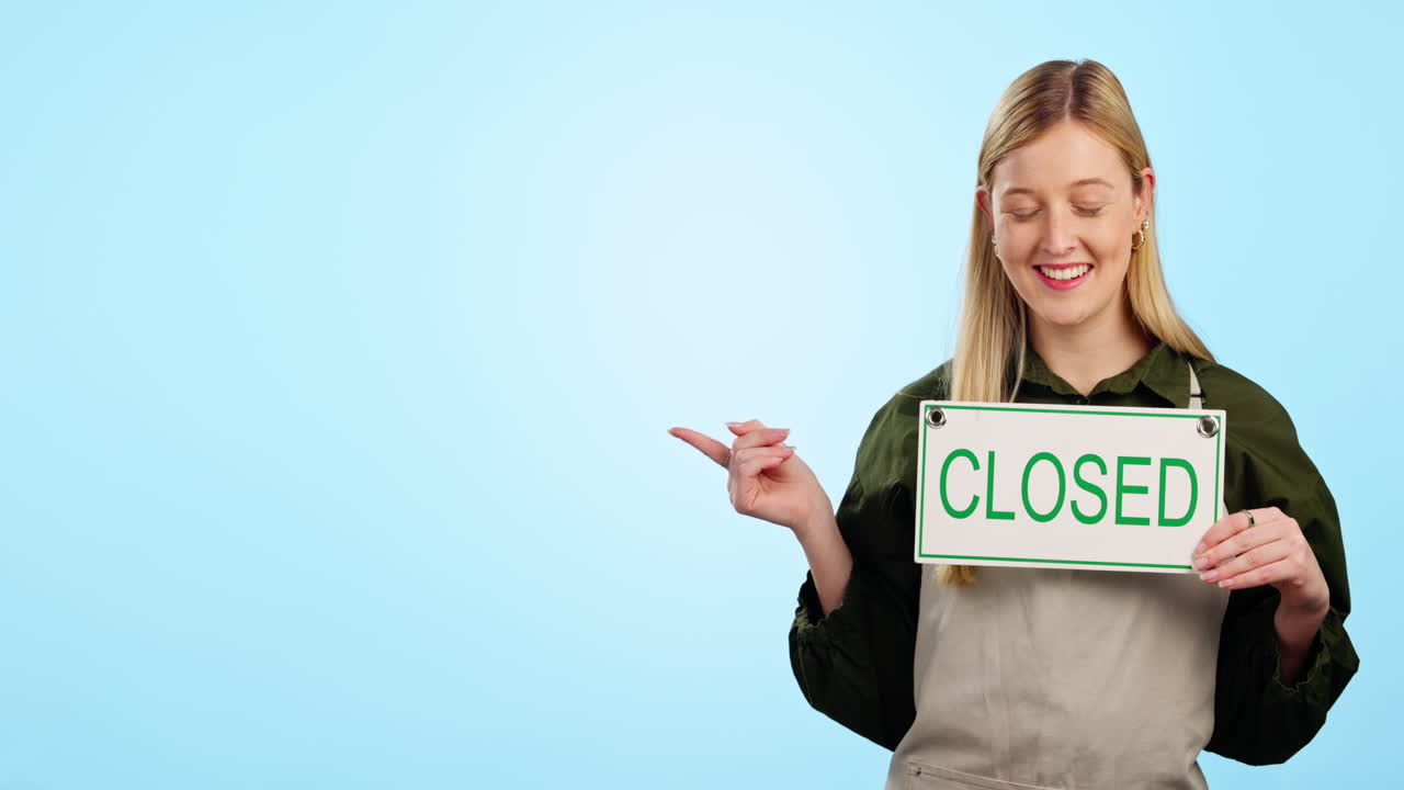 상점을 가리키는 닫힌 표지, 얼굴과 슬픈 표지