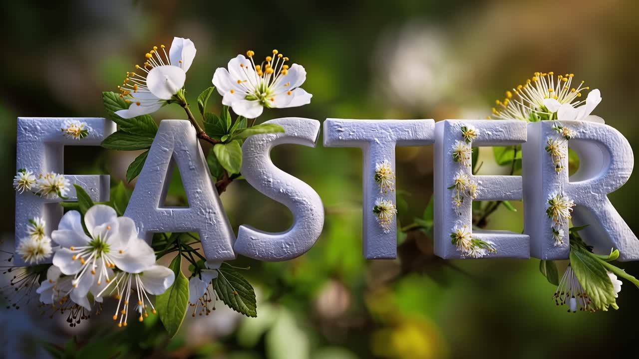 Spring blossoms frame bold, icy letters spelling "FASTER." Soft focus background hints at fresh growth and renewal. Bright, crisp lighting enhances modern, energetic message