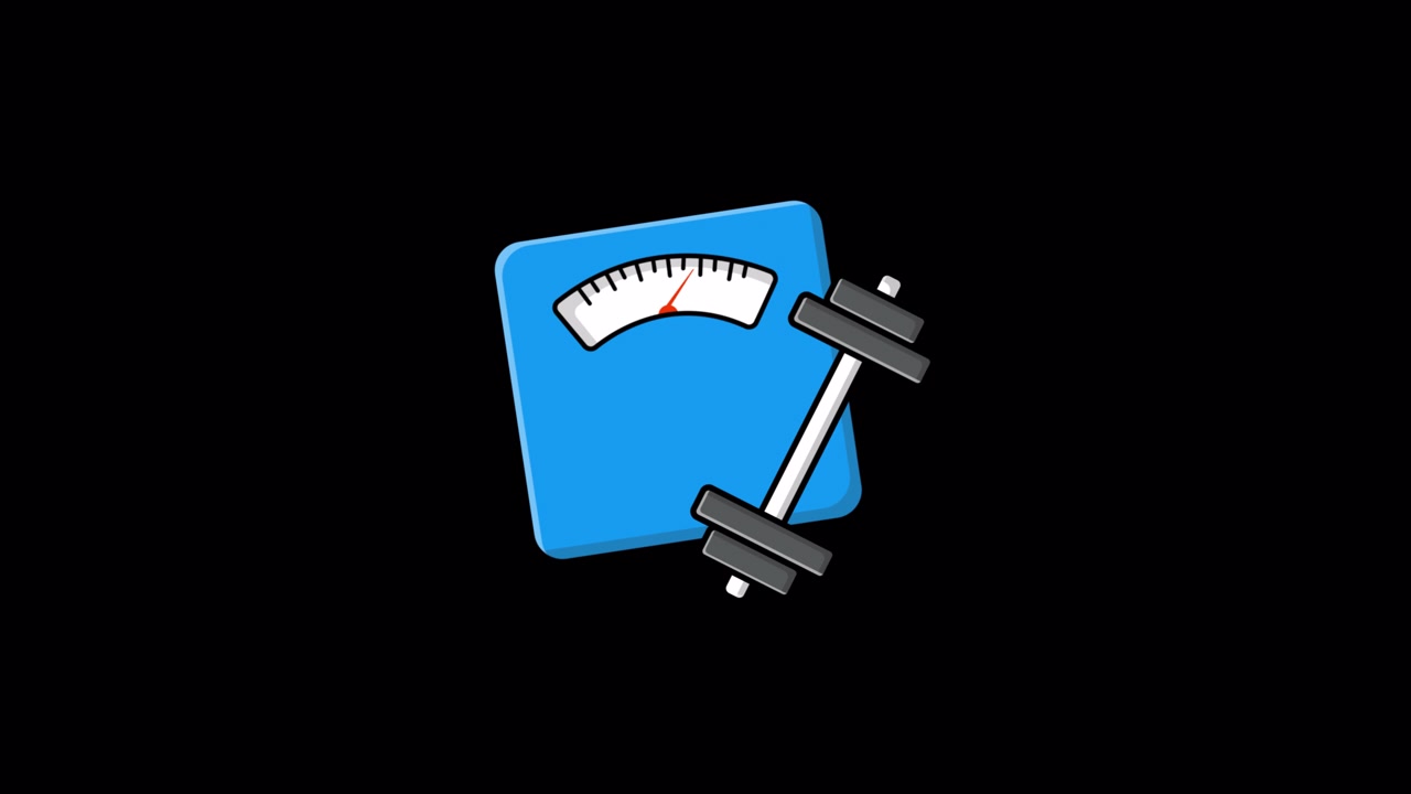 Animated Weighing Scale and Dumbbell for Fitness Concept