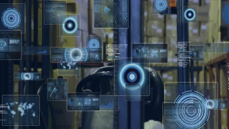 animation of data processing with scope scanning over warehouse