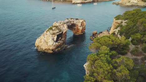 Beautiful-aerial-view-of-the-rock-formation-Es-Pontas-in-Mallorca---Majorca-mirador-des-Pontas---Sightseeing-Highlights-east-coast