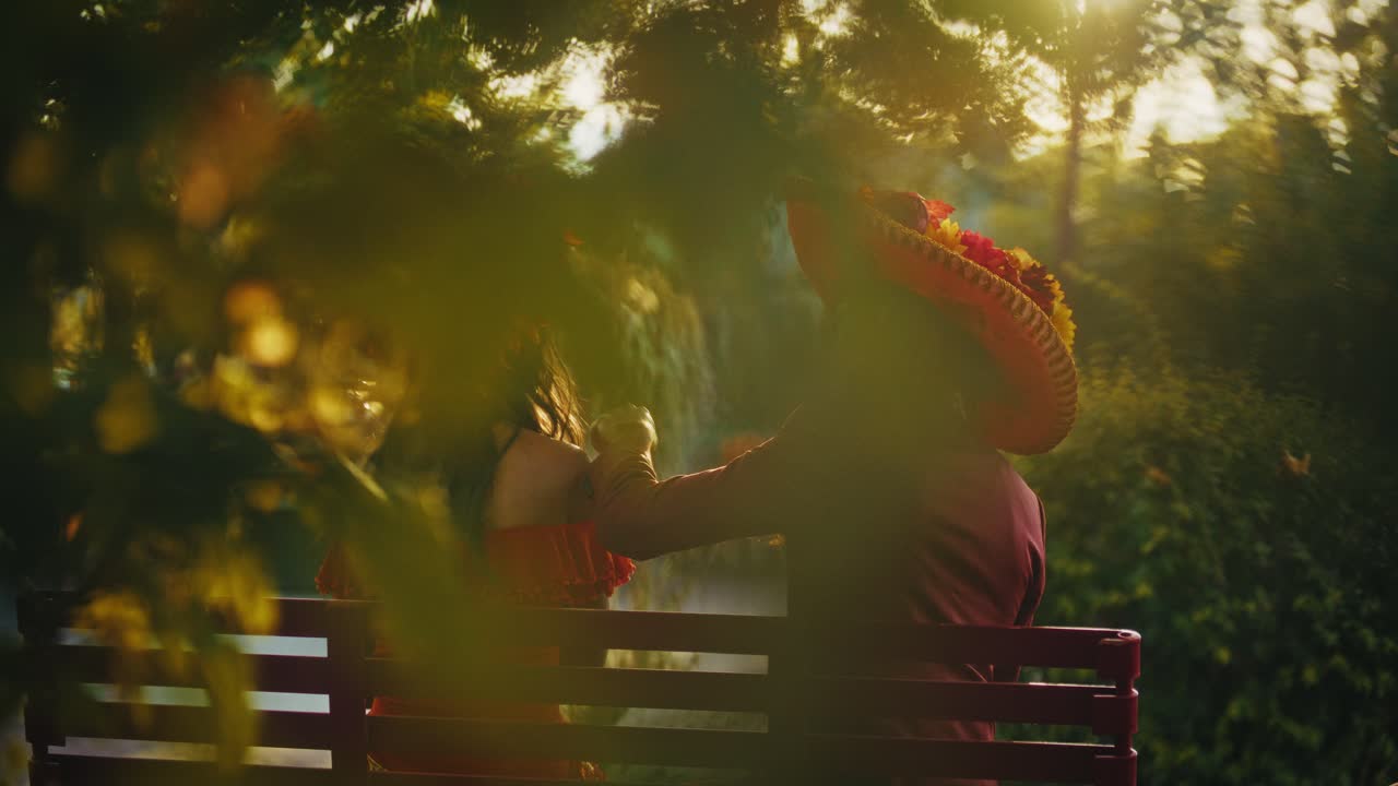 Couple in Traditional Mexican Clothing, Day of the Dead Theme