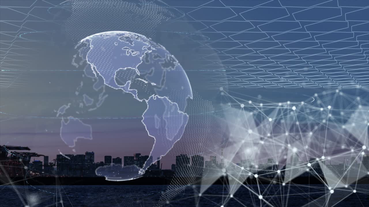 5G and AI technology, Global communication network concept.