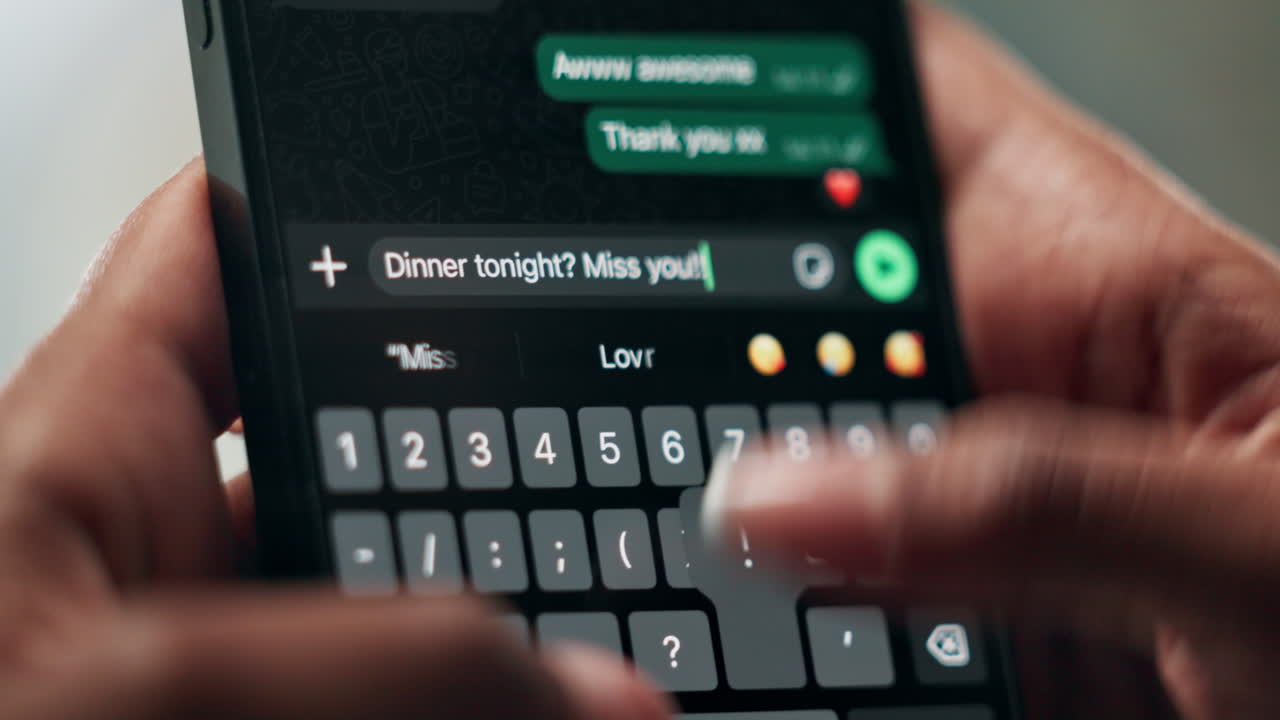 Typing on a smartphone