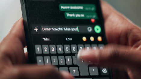 typing on a smartphone