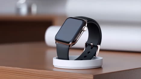 modern smartwatch on a charging stand