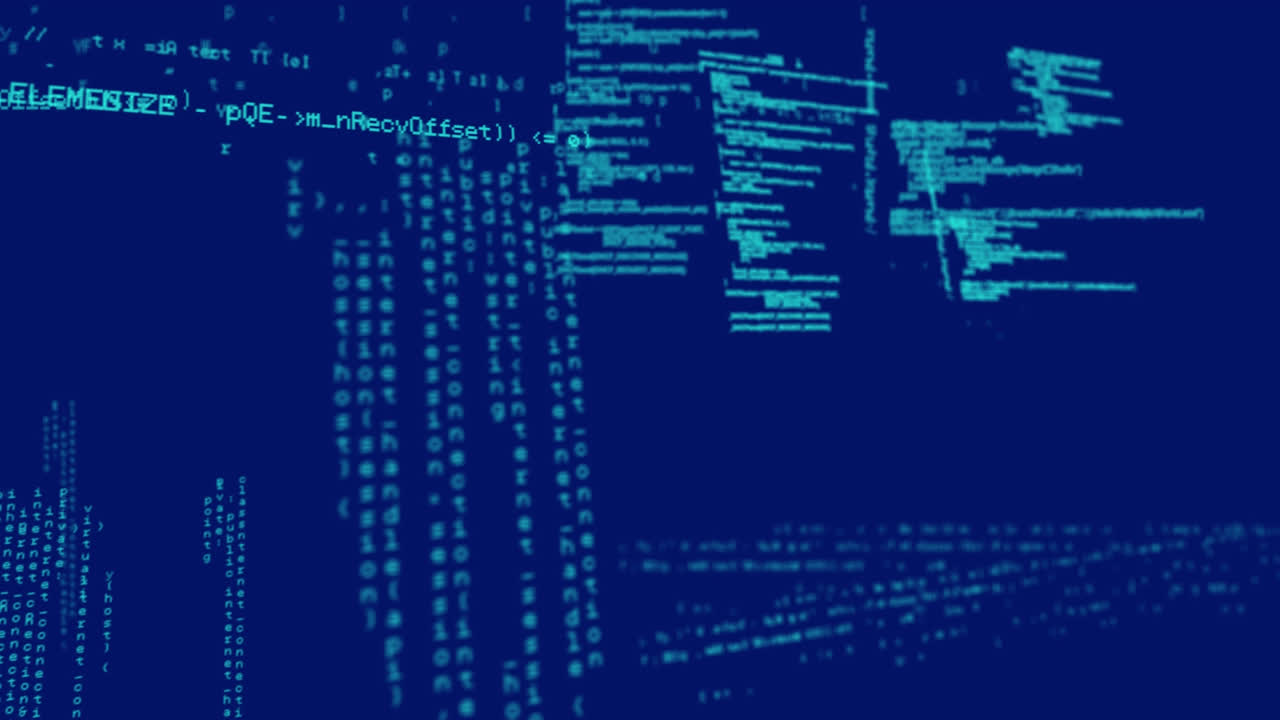 Animation of data processing and network of screens on blue background