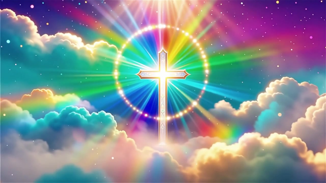 Christian Cross Heavenly Light Worship Background