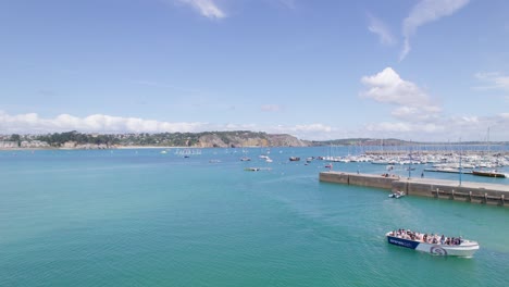 birdseye view of crozon harbor in france with boats and yachts