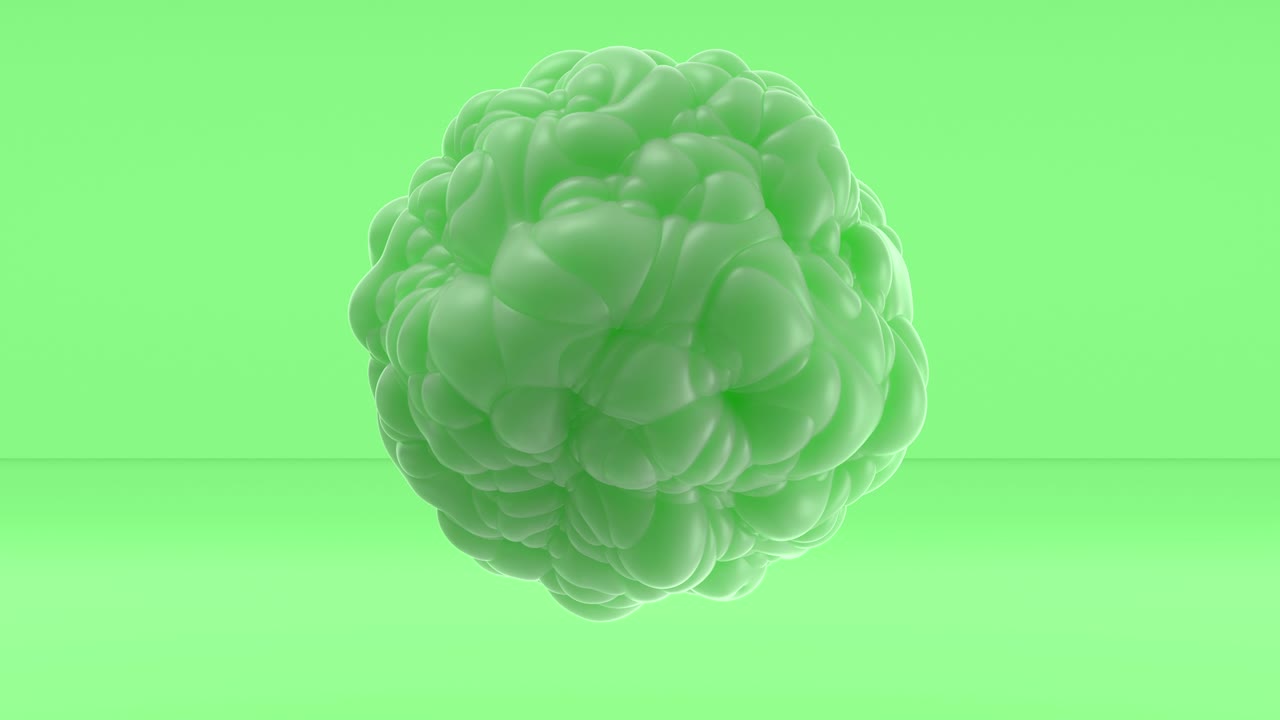 3d Looped abstract sphere with bulging. Wavy surface with ripples. Trendy monochrome texture, isolated ball with convexity, cell motion graphic design, animated elastic texture.