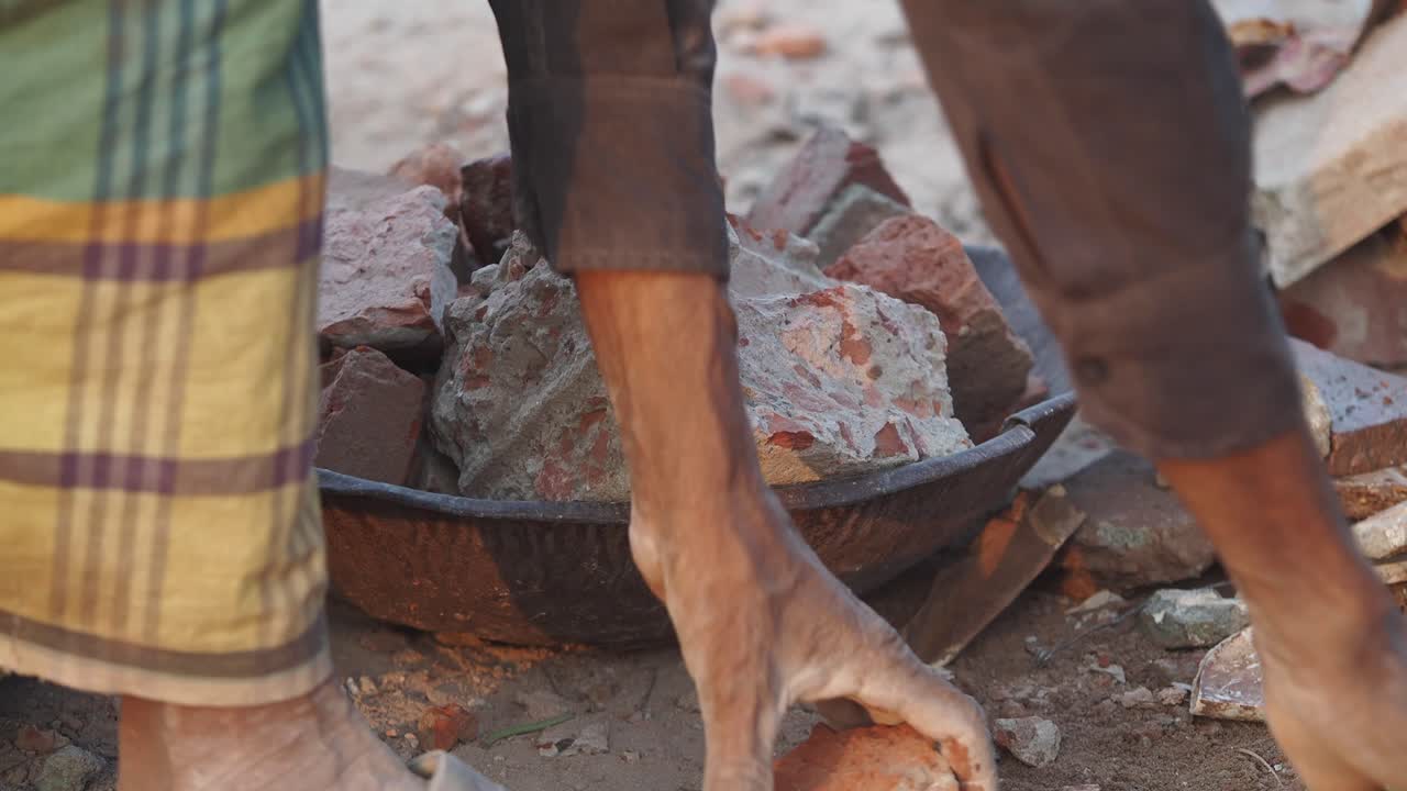 Demolition Site with Worker