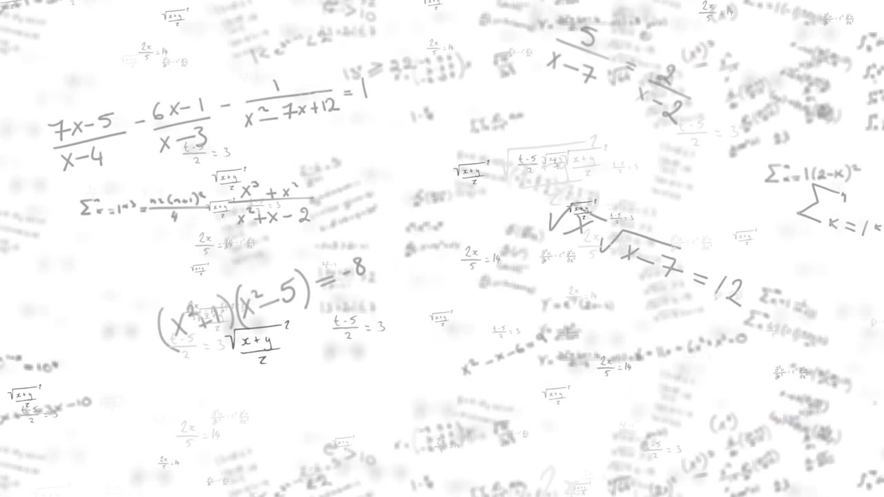 Equazioni e formule matematiche fluttuanti su sfondo bianco