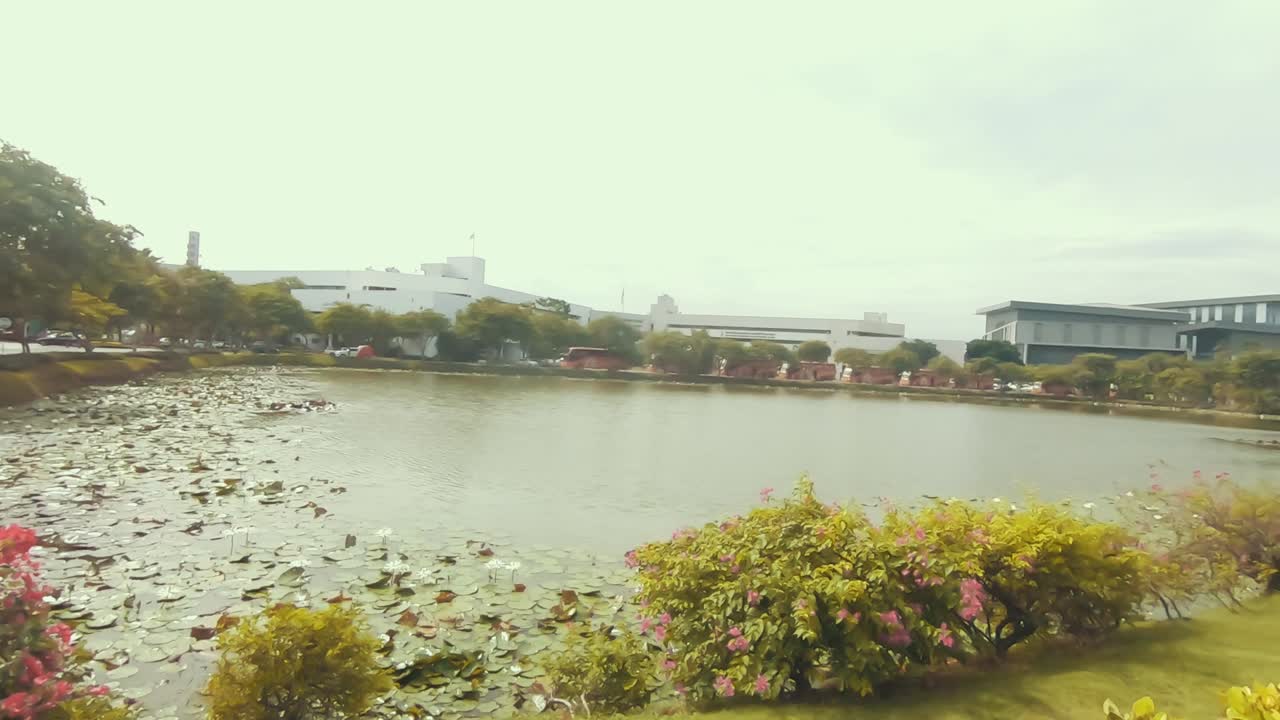 mirando alrededor en el parque en bangkok.