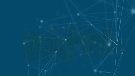 animación de la red de conexiones sobre la ciudad digital