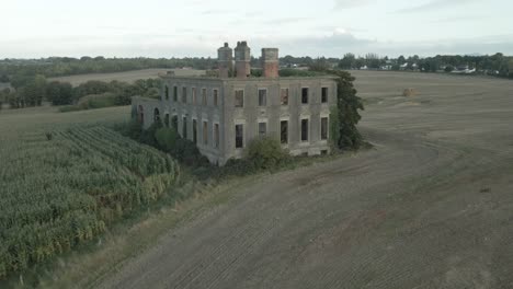 abandoned stephenstown house in county louth near dundalk, ireland. aerial shot