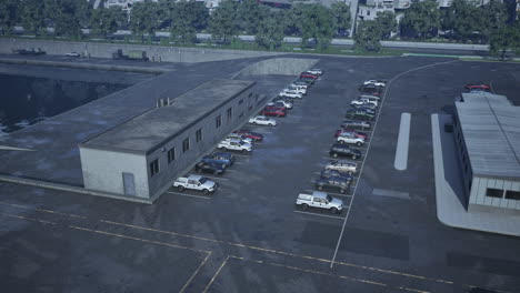 aerial view of cars parked in a parking lot