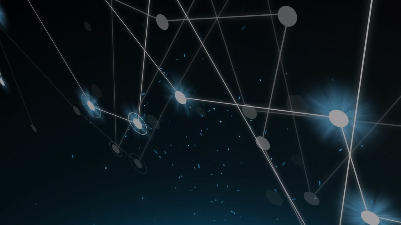 Animation of network of connections with people icons over glowing spots