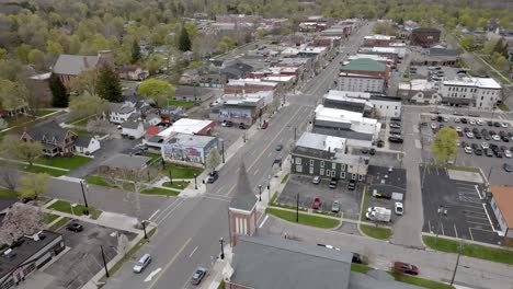 downtown marshall, michigan with drone video moving circling