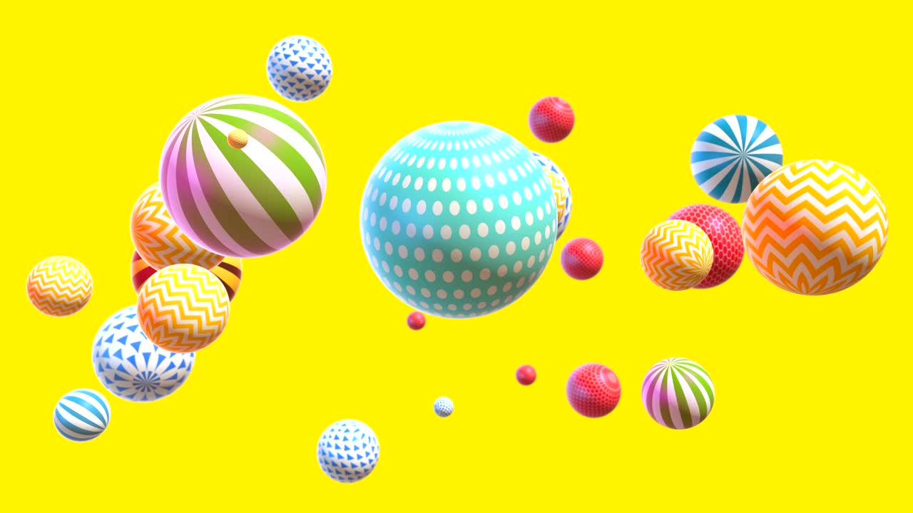 fondo abstractamente colorido con formas geométricas simples voladoras o flotantes. animación 3d decorativa multicolor en bucle.