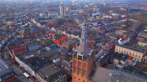 historic city centre of den bosch aerial drone orbit with st