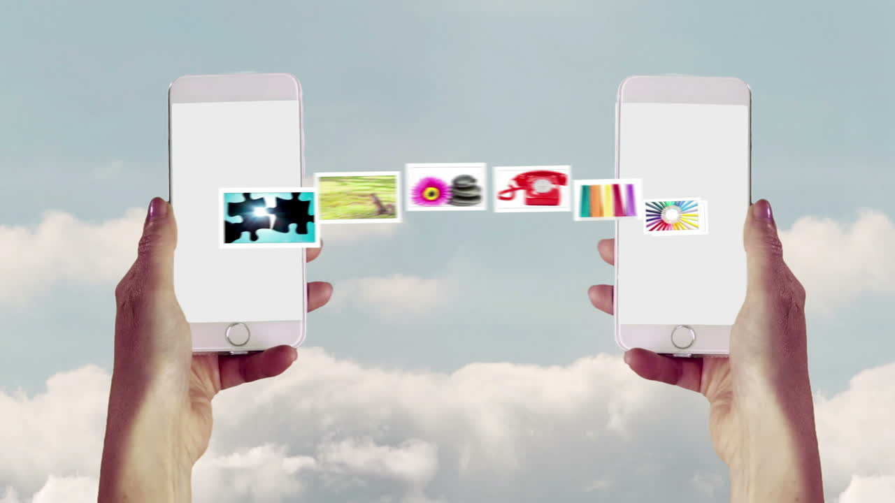 한 스마트폰에서 다른 스마트폰으로 이미지를 전송하는 것