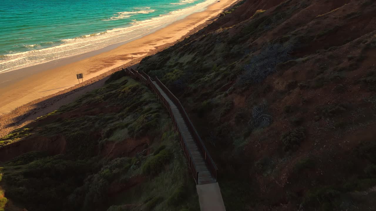 Aerial view of seascape along the vast beach on the South Coast during summer