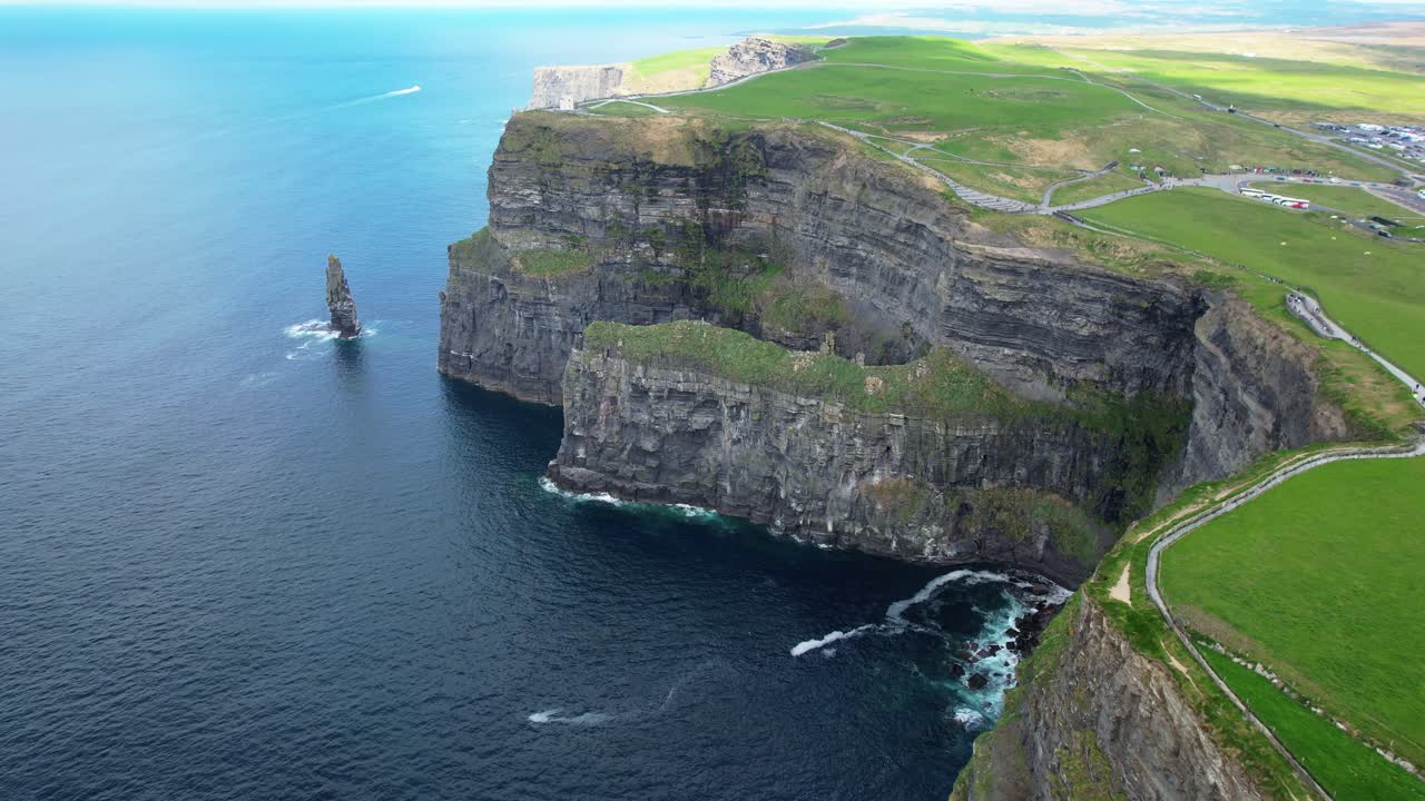 Cliffs of Moher Ireland drone flying along stunning cliff tops tourist destination epic Irish Locations