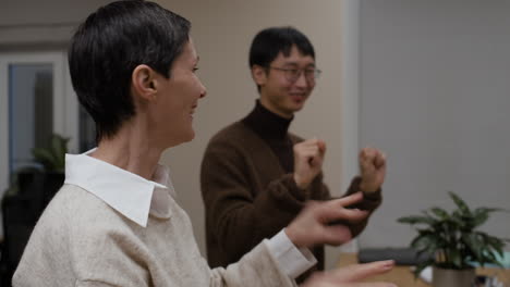 two colleagues in an office