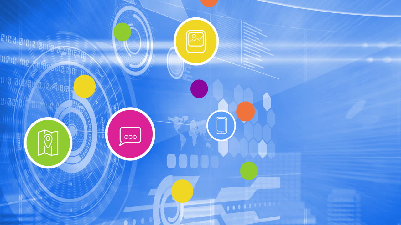 백그라운드에서 데이터 처리를 통해 디지털 아이콘의 애니메이션