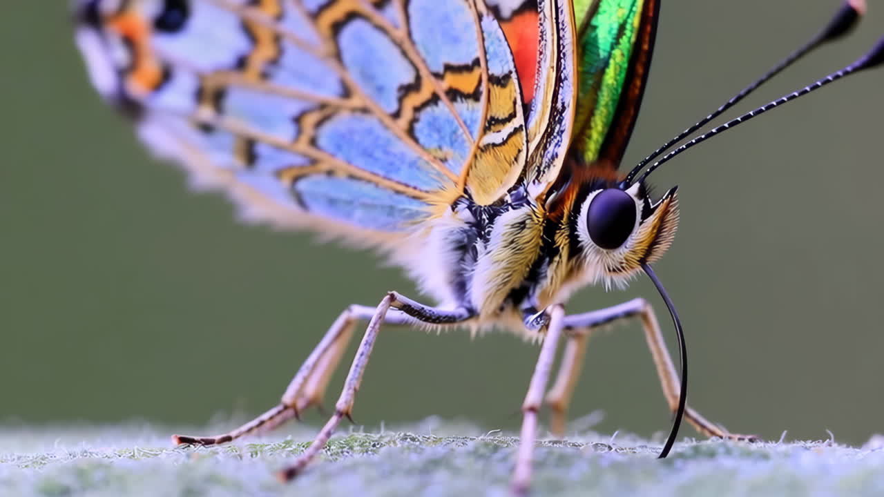 Close-up Macro Shot of a Vibrant Butterfly