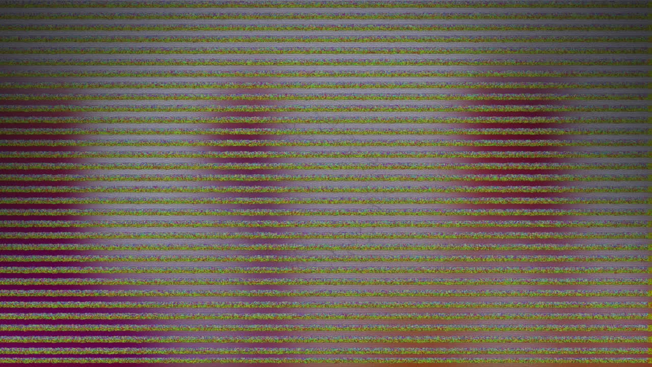 Animation of lines of grey interference over glowing blue lights on black background