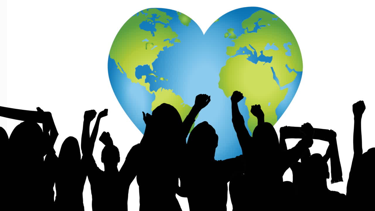 백색 배경 위에서 춤을 추는 사람들