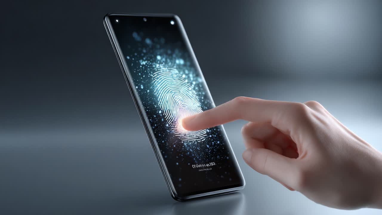 A Modern Smartphone Utilizing Biometric Fingerprint Recognition Technology with a Sleek Design and Advanced Features for Enhanced Security and User Experience