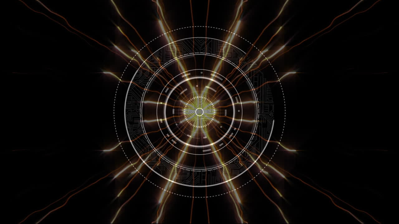 검은색 배경에 대한 추상적인 패턴 위에 애니메이션 로딩 서클