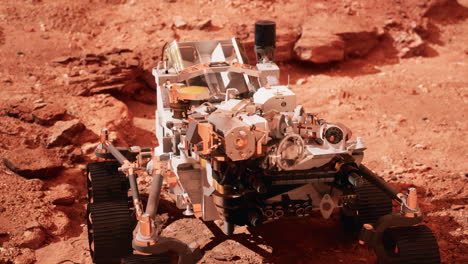 el rover de marte perseverance explorando el planeta rojo. elementos proporcionados por la nasa.